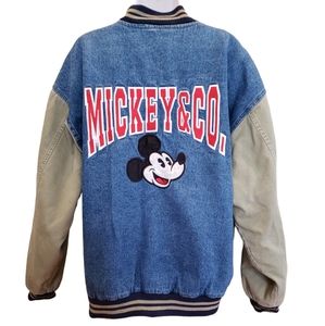 PRICE DROP!!! Vintage 1990's Mickey & Co. Varsity Denim Bomber Jacket XL
